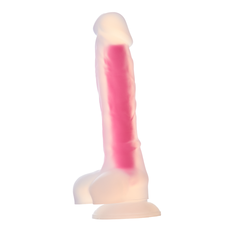 RADIANT SOFT SILICONE GLOW IN THE DARK DILDO LARGE PINK